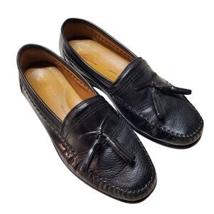 Brass Boot Walking Gloves Mens Sz 8 M Leather Slip On Tassel Loafers Black